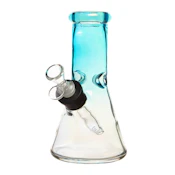 8" 7mm Rainbow Glass Bong w/ Gift Box (Blue)