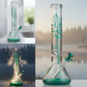 15" GLASS TREE BONG WITH BOWL - LAKE GREEN