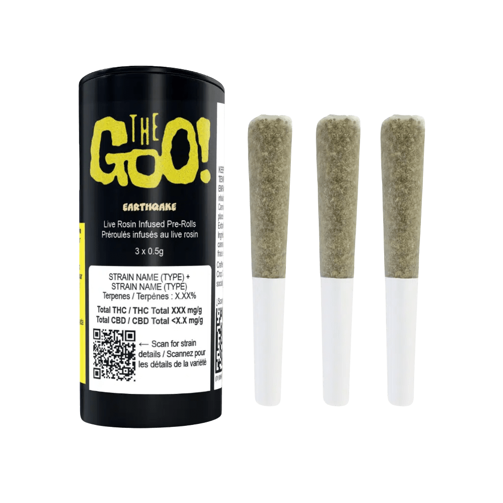 EARTHQAKE 3 x 0.5g Live Rosin Infused Pre-Rolls by The Goo!