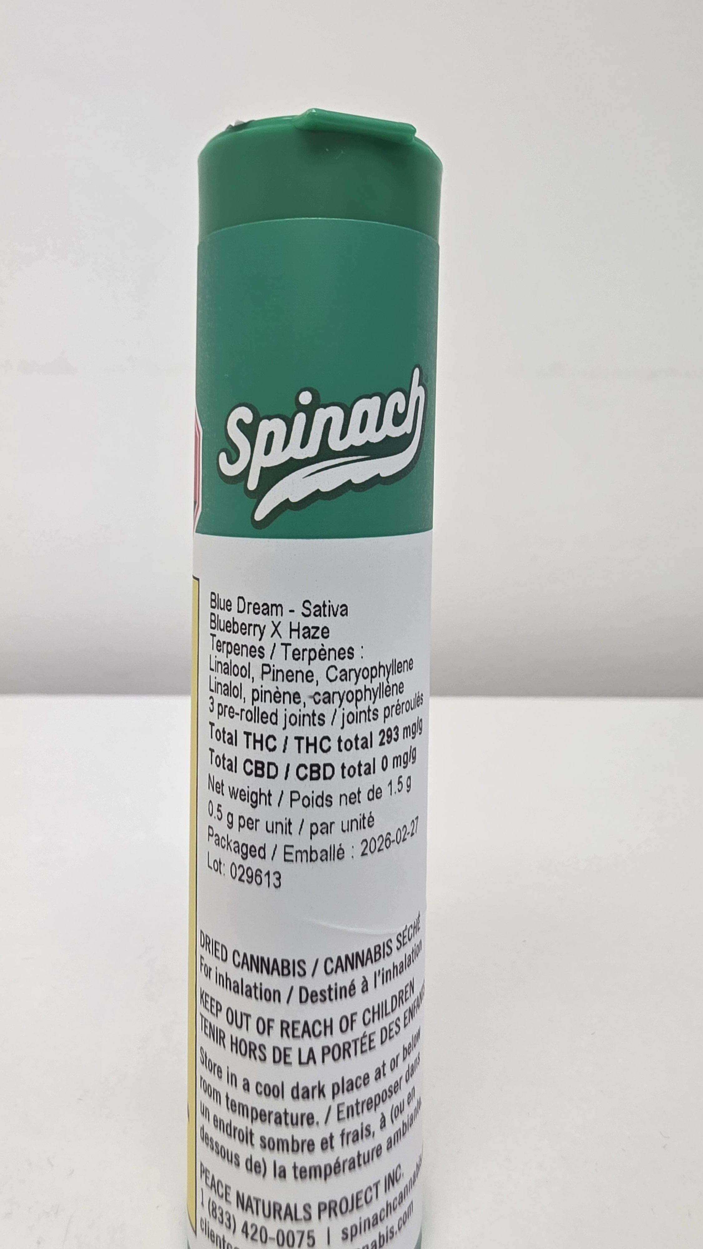 Spinach Blue Dream 3x0.5g Pre-Rolls