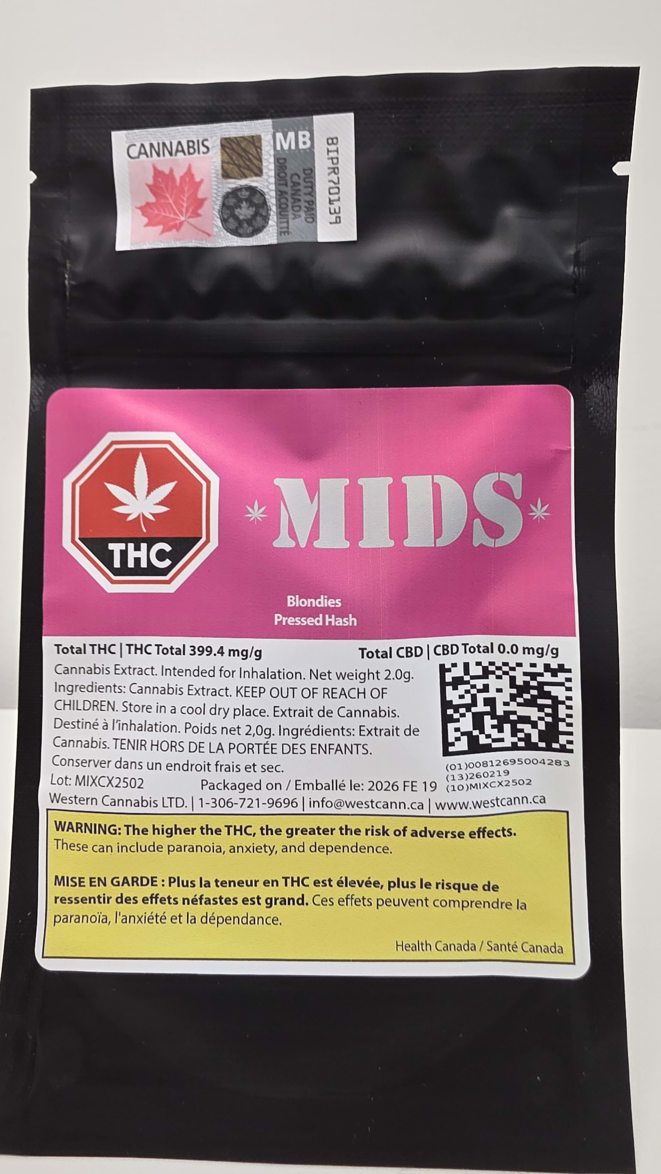 MIDS Blondies Pressed Hash 2g