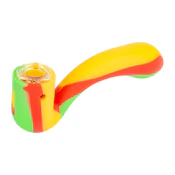 Rasta Silicone Sherlock Hand Pipe with Glass Bowl