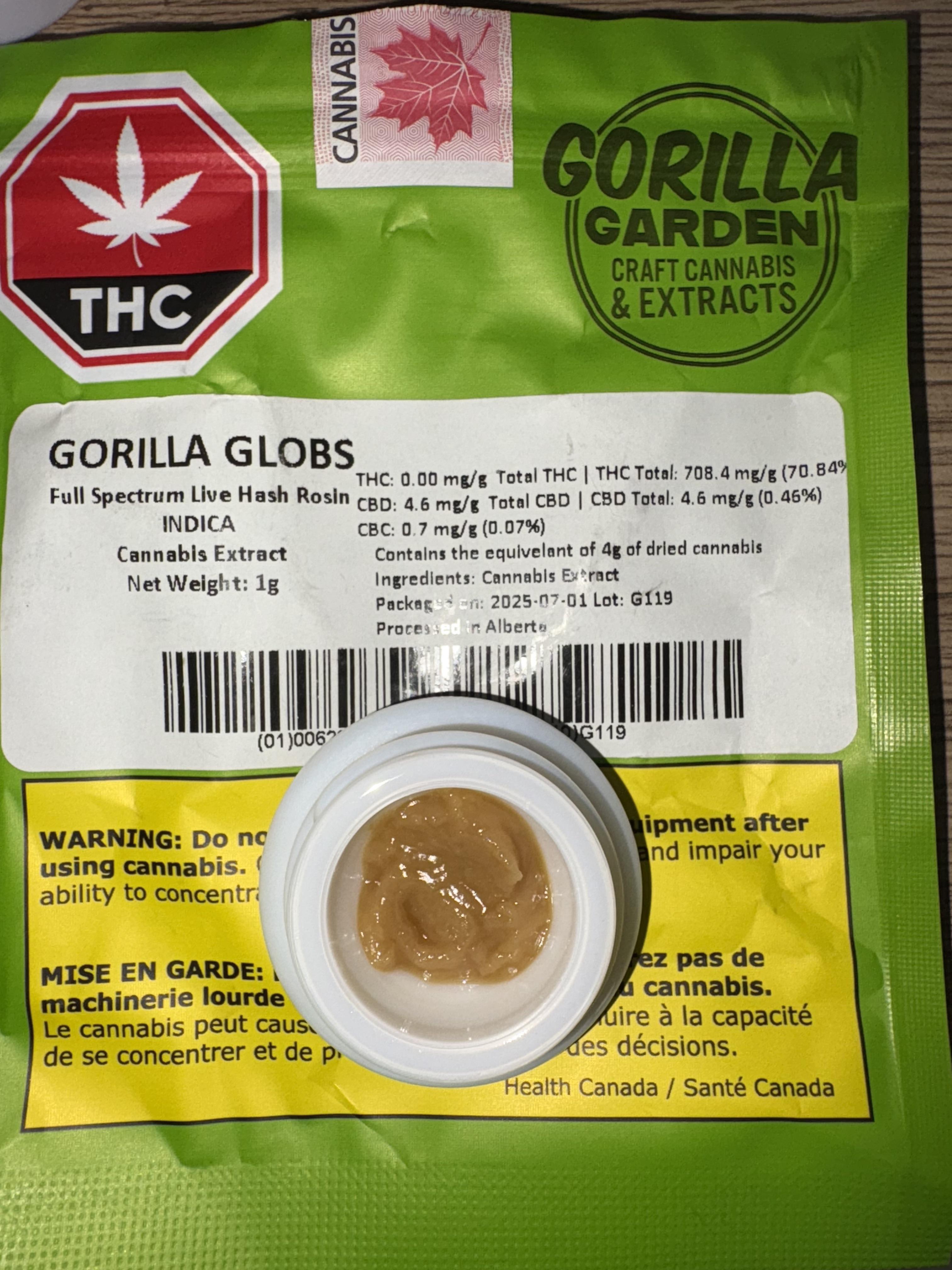 Gorilla Globs 1g Live Hash Rosin