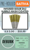DEBUNK - 5PK SOUR ZKZ BUBBLE HASH COATED INFUSED PRS