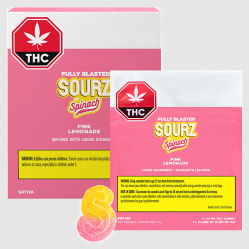 SOURZ - Pink Lemonade - Mulitpack of 5, Fully Blasted 5 x 10 mg Soft Chews
