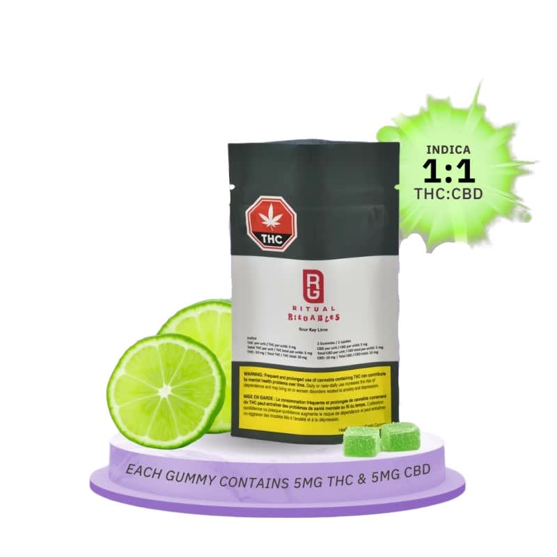 Rituables - Sour Key Lime 1:1 THC/CBD 2 x 5mg Soft Chew
