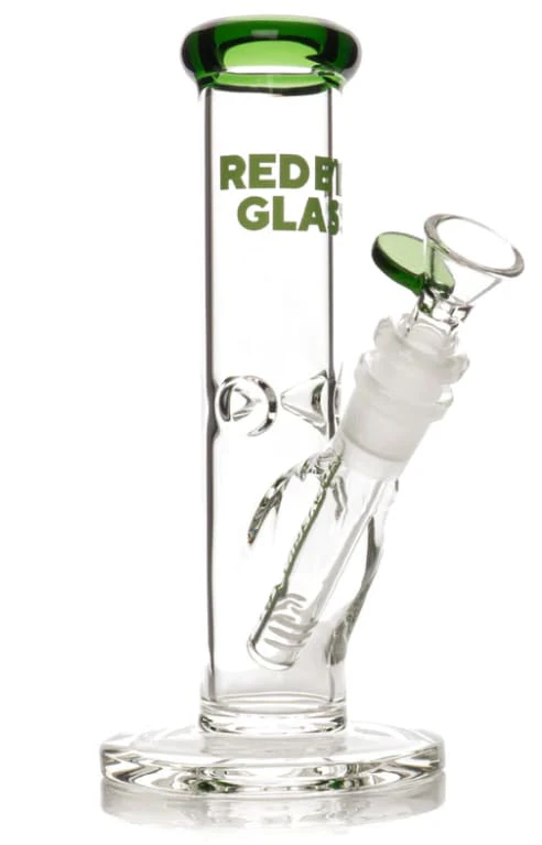 WEST COAST GIFTS - Red Eye Glass 8" Tall Green Straight Base Water Pipe Main Image