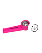 Silicone Pipe with Metal Bowl - Pink with White cap