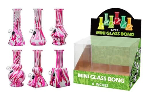 Canadian Distributor - ACC - Canadian Distributor - 6" Pink Marble Mini Glass Bongs Main Image