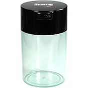[TV1- CLR/BLACK CAP] Tightvac 10g Storage Container (Clear Body/Black Cap) Dimensions: 2-7/8"tall x 2-5/16" diameter (7.4 cm x 6 cm)