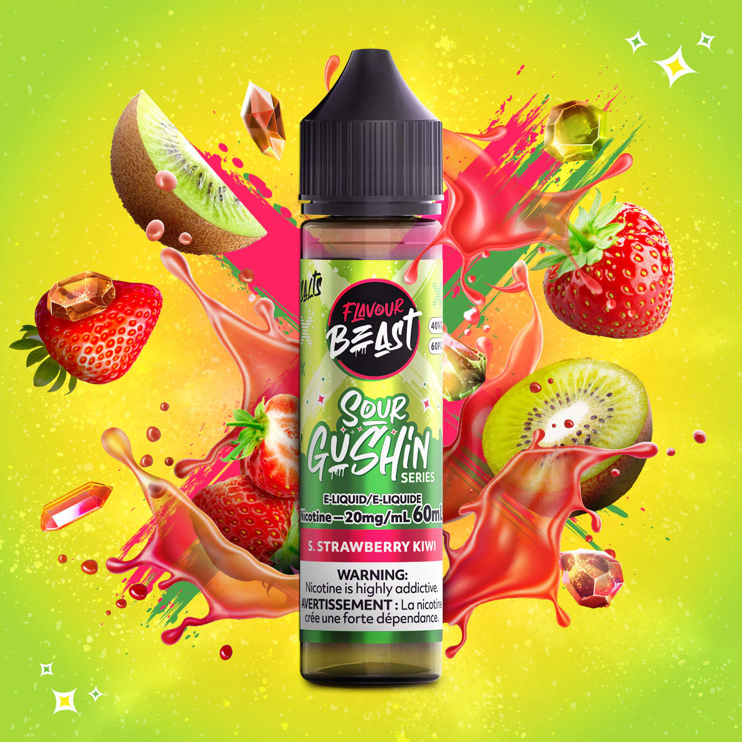 FLAVOUR BEAST - GUSHIN - S. Strawberry Kiwi - 60ml - 20mg - FLAVOUR BEAST - GUSHIN Main Image