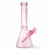 Fortune | 14" 7mm Engraved Color Beaker Bong Glass Bong-PINK
