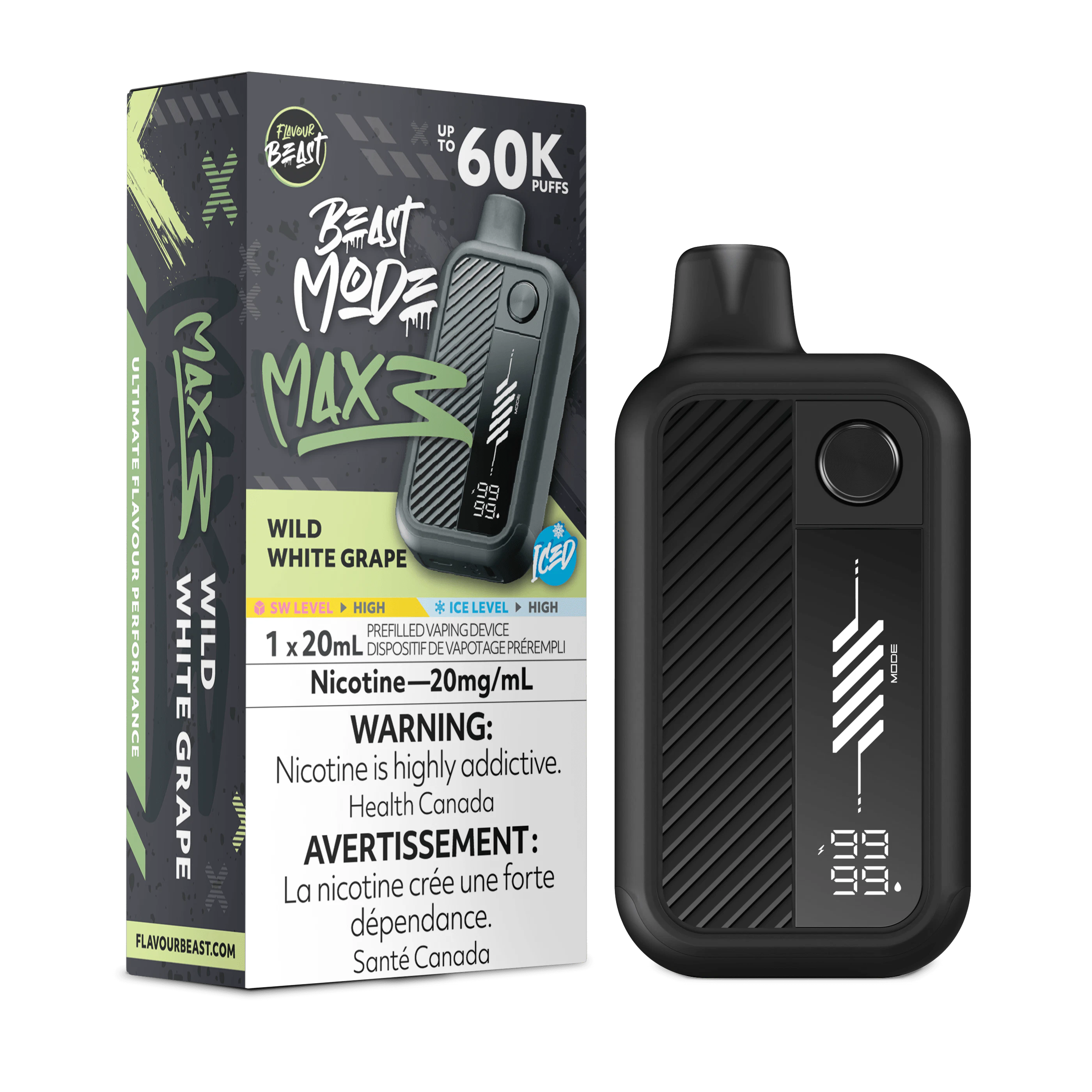Flavour Beast Beast Mode Max 3 | 60k - Wild White Grape Iced Main Image