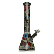 15" Tall Smoke Power To The Flower Dual Chamber Hex Beaker Base Water Pipe