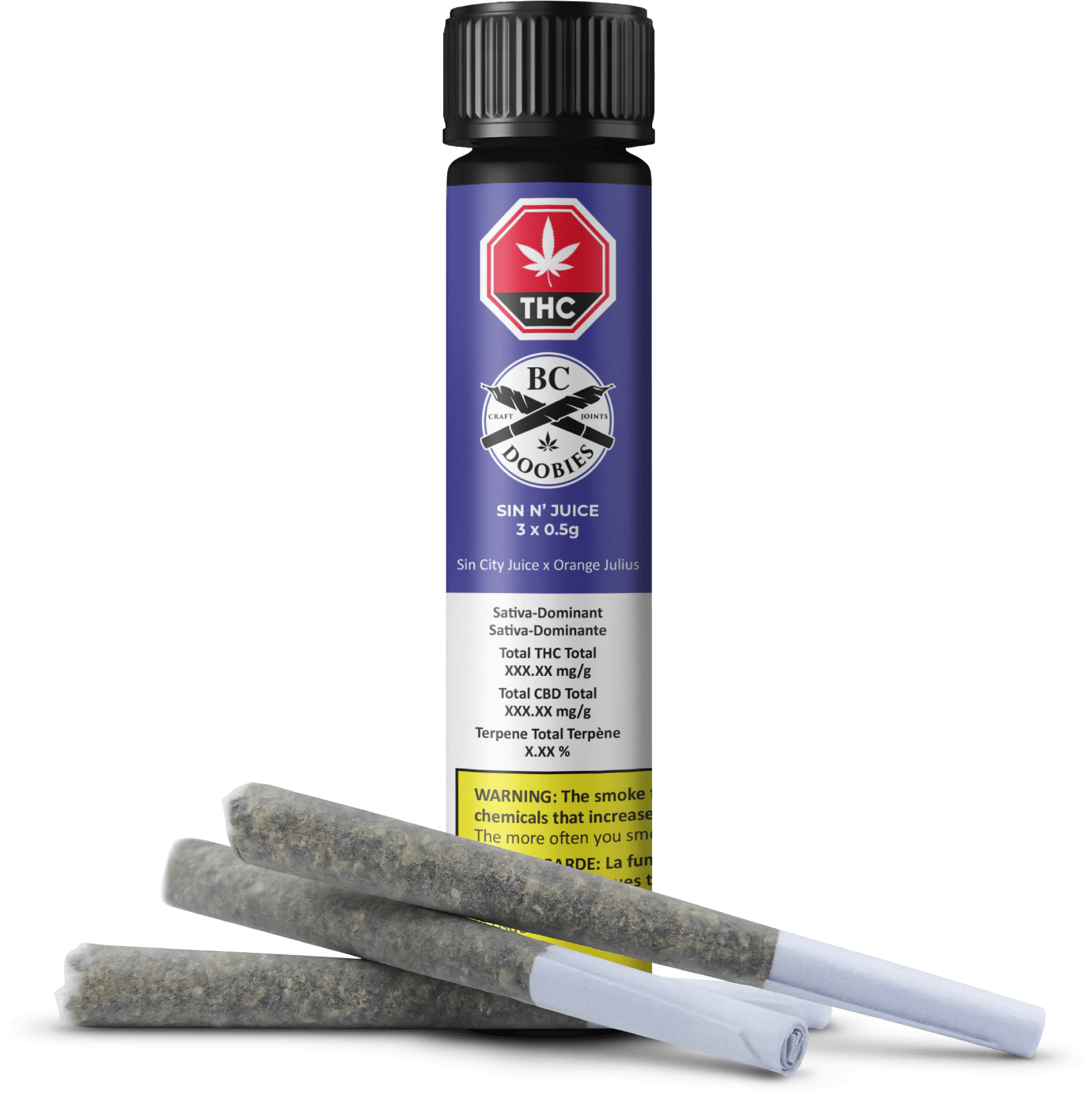 BC Doobies - BC DOOBIES - SIN N' JUICE PRE-ROLLS - 3X.5G PR'S-  1.5G Main Image