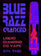 Lamplighter Blue Razz Cranked Liquid Diamond 510 1g Prefilled Vape Cartridge