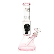 11" Dual Chamber Skull Perc Water Pipe - Pink