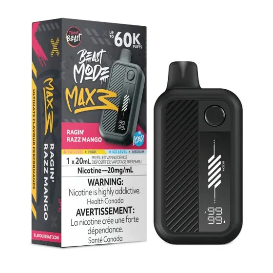 Flavour Beast Beast Mode Max 3 - Ragin' Razz Mango Iced - 60K Puffs - 20mg/ml Main Image