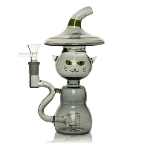 Red Eye Tek Glass - 8" Black Cat Bubbler (Red Eye Glass) Main Image