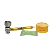 D&K Skulls Blaze Smoking Metal Pipe w/ Screens & Grinder