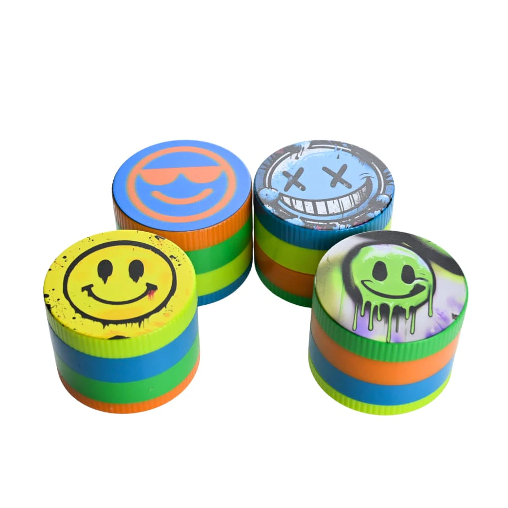 D&K - D&K 4pc Smiley Face Design Pocket-Sized Herb Grinder Main Image