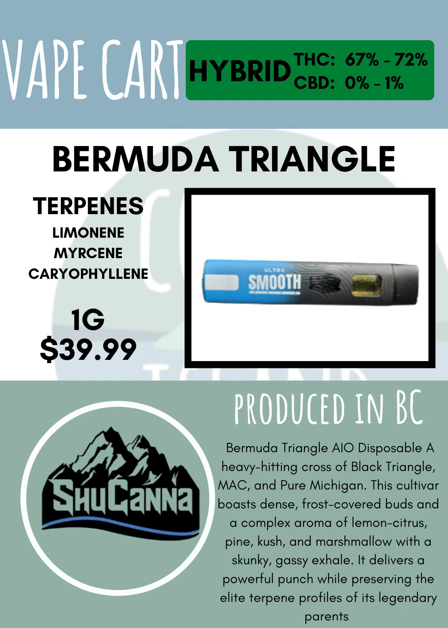 Shucanna - SHUCANNA - BERMUDA TRIANGLE ULTRA SMOOTH DISPOSABLE VAPE Main Image