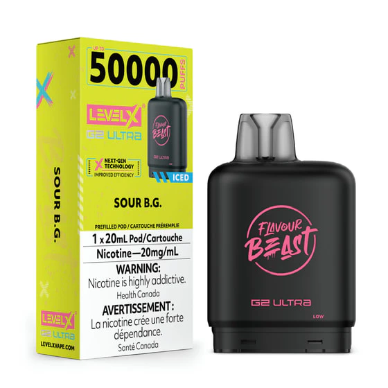 Level X Boost G2 Pod - Sour B.G. Iced - 50K Puffs - 20mg/mL Main Image