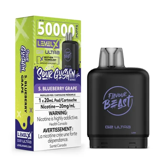 Level X Flavour Beast G2 Ultra - Sour Gushin S. Blueberry Grape POD - 50K Puffs - 20mg/mL Main Image