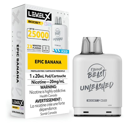 Level X Unleashed Boost G2 Pod - Epic Banana -  25K Puffs - 20mg/mL Main Image