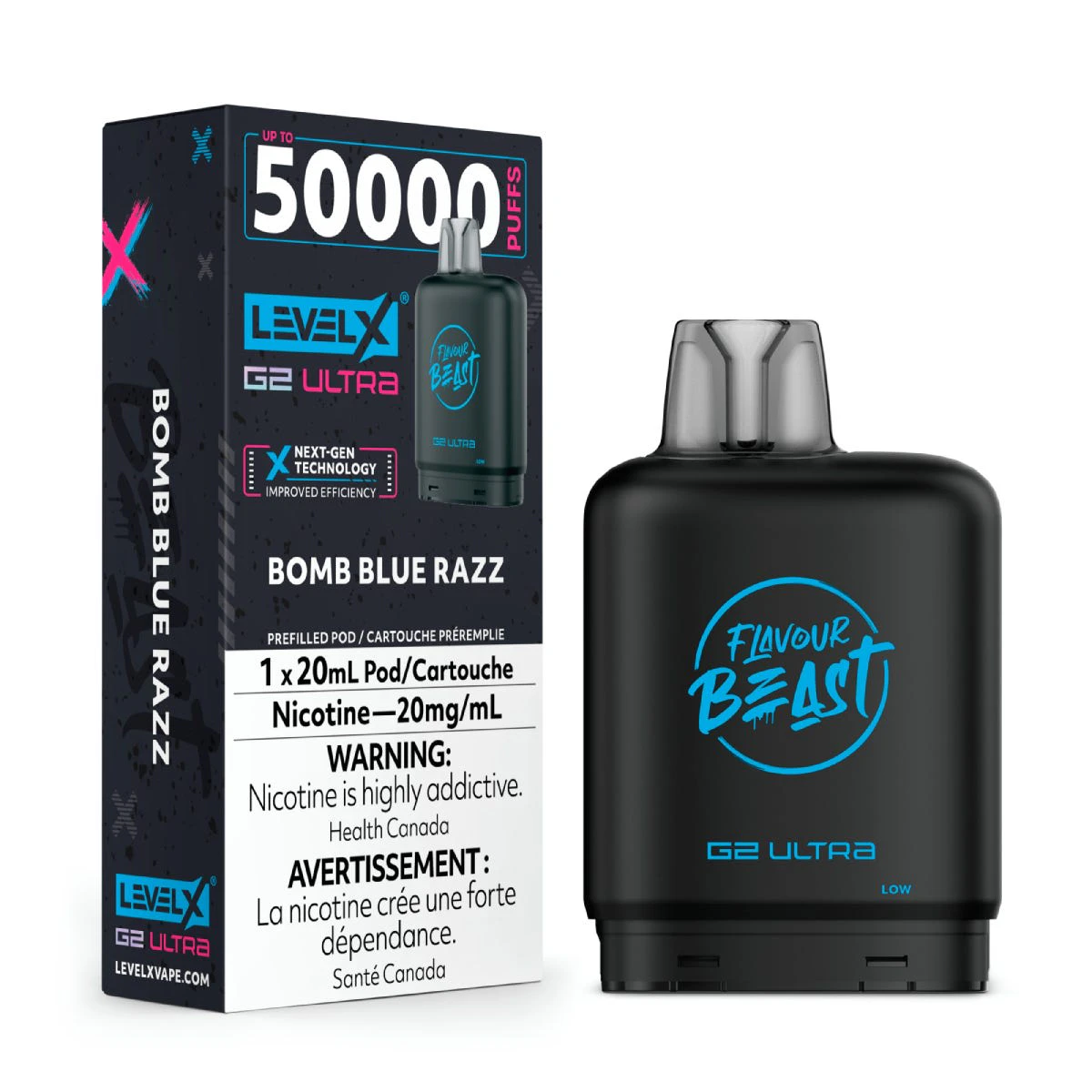 Level X G2 Ultra Pod - Bomb Blue Razz - 50K Puffs - 0mg/ml (Nicotine Free) Main Image