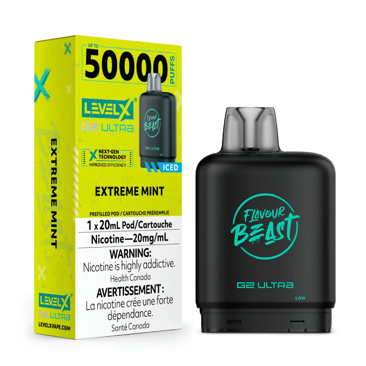 Level X G2 Ultra Pod - Extreme Mint - 50K Puffs - 0mg/ml (Nicotine Free) Main Image