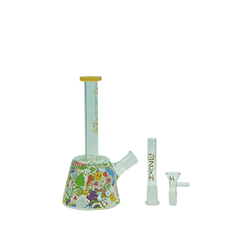 HAZE GLASS - HAZE GLASS - 9" LAB FLOWER BEAKER - JADE YELLOW Main Image