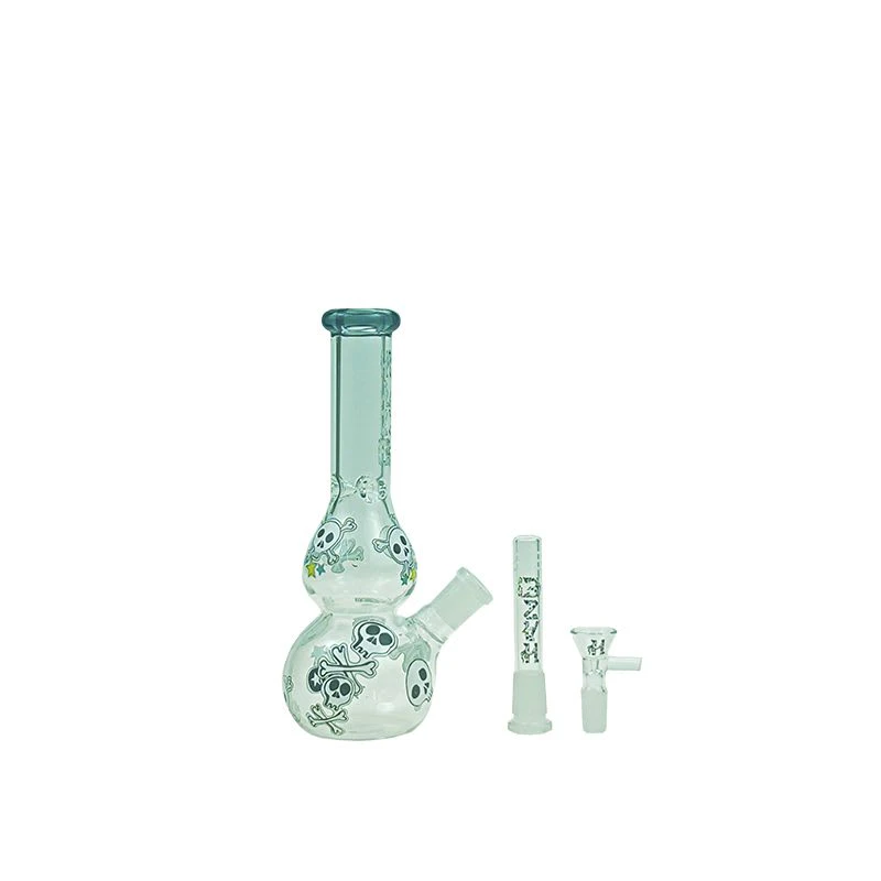 HAZE GLASS - HAZE GLASS - 9" SKULLS BUBBLE BONG - CHARCOAL BLACK Main Image