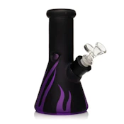 8" Tall 7mm Thick Purple Flames Breaker Base Water Pipe