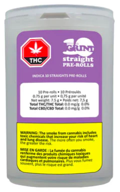Weed Me Grind - WEED ME| INDICA 10 STRAIGHTS PRE-ROLLS  10 x 7.5g Main Image