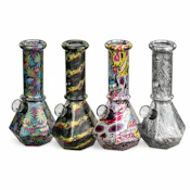 6" Prism Hex Series Mini Glass Bong  Geometric Art Design