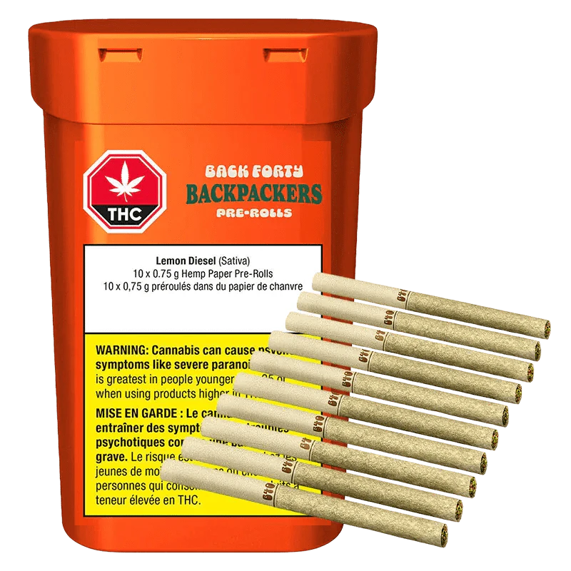 Back Forty - Back Forty Backpackers - Lemon Diesel 10 x 0.75g Pre-Rolls Main Image