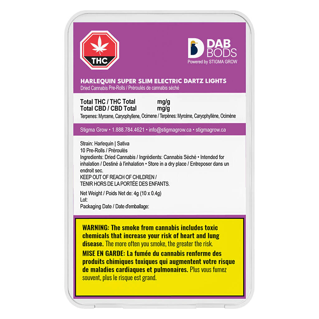 Dab Bods - Dab Bods - Harlequin Super Slim Electric Dartz Lights 10 x 0.4g Pre-Rolls Main Image