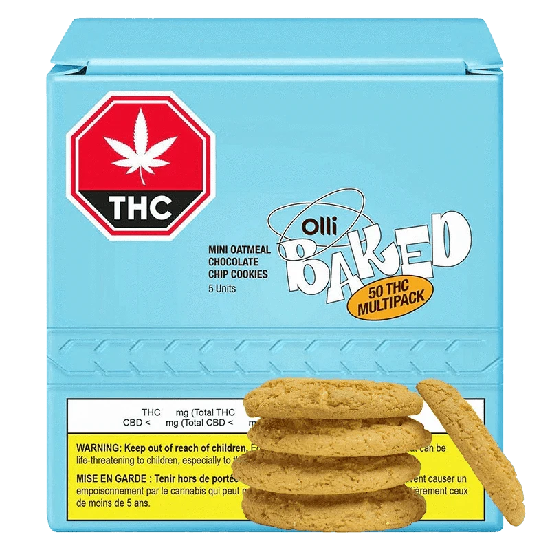 Olli Baked - Olli - Mini Oatmeal Chocolate Chip Cookies Multipack of 5 50mg THC Main Image