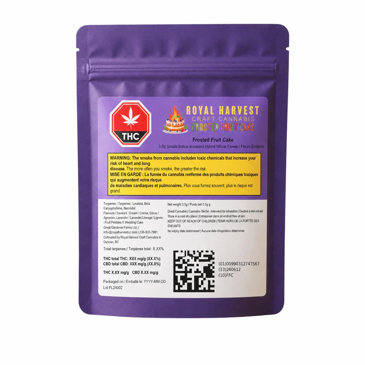 Royal Harvest Craft Cannabis - Royal Harvest Craft Cannabis | Frosted Fruit Cake Smalls | 3.5 g Main Image