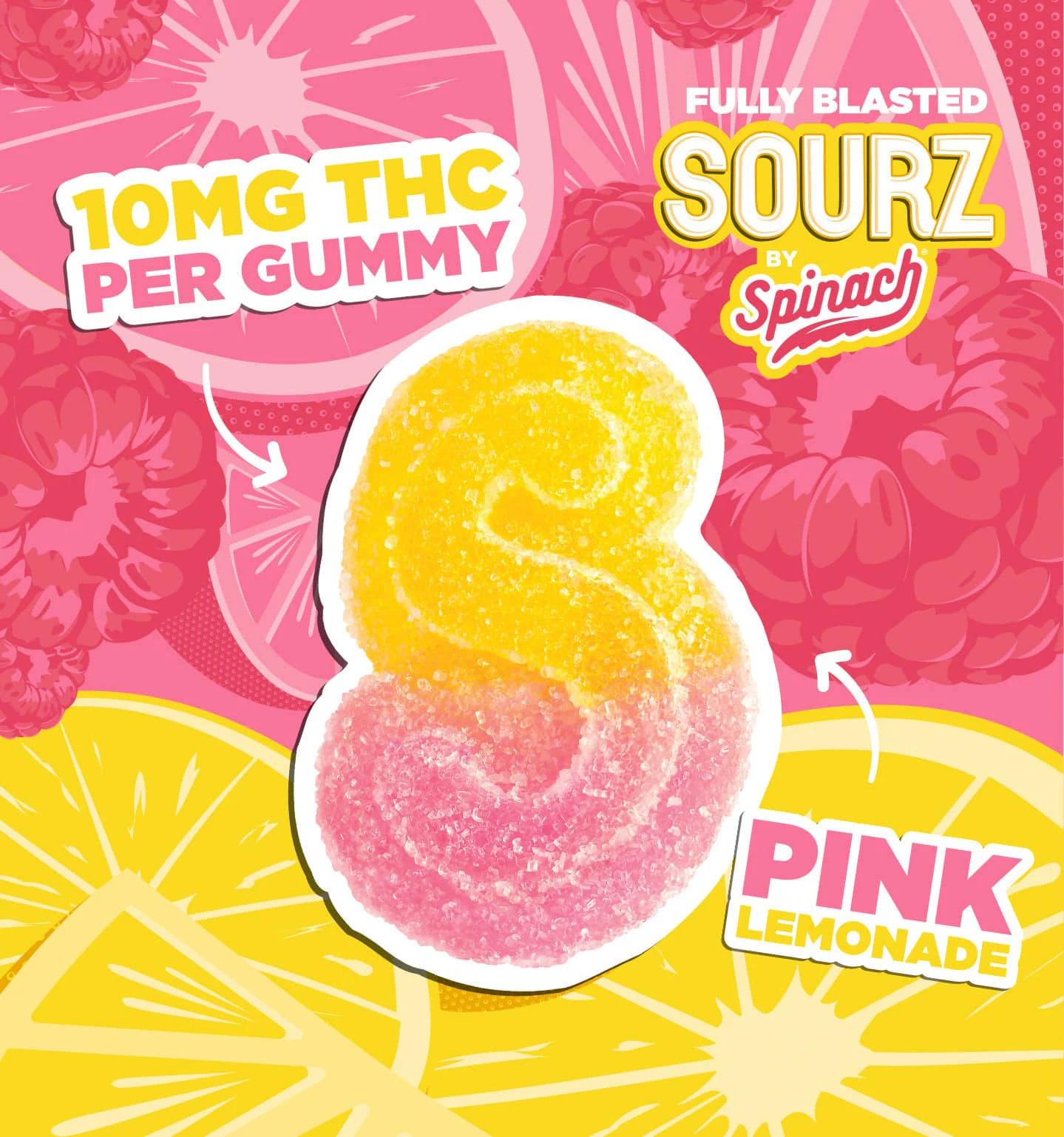 SOURZ by Spinach - SOURZ By Spinach - Fully Blasted Pink Lemonade Multipack of 10 x 10mg Soft Chews Main Image