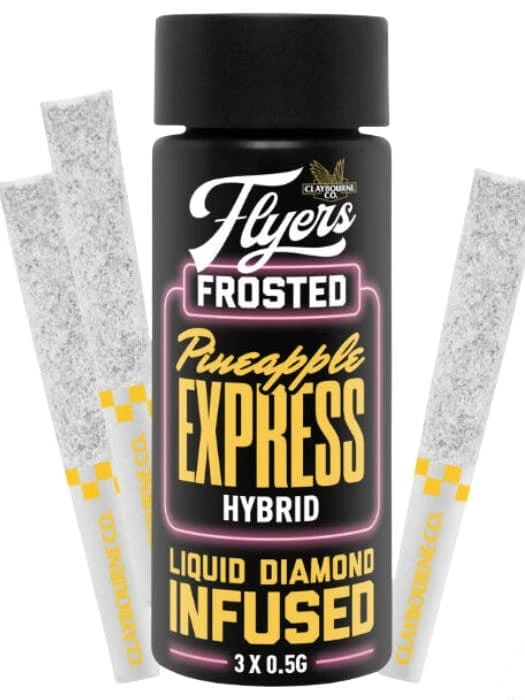 Claybourne - Claybourne Frosted Flyers -Pineapple Express 3 x 0.5g Liquid Diamond Infused Pre-Rolls Main Image