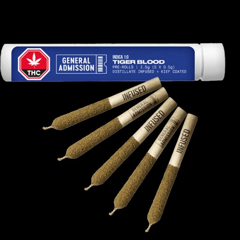 General Admission - General Admission - Tiger Blood 5 x 0.5g Distillate Infused Pre-Rolls Main Image