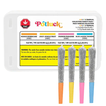 Potluck - Potluck Burst Collection - Tropical X - Tropical X Variety 4 x 0.5g Infused Pre-Rolls Main Image