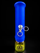 11.5 INCH BLUE SILICONE AND GLASS BONG- MARIJUANA LEAF