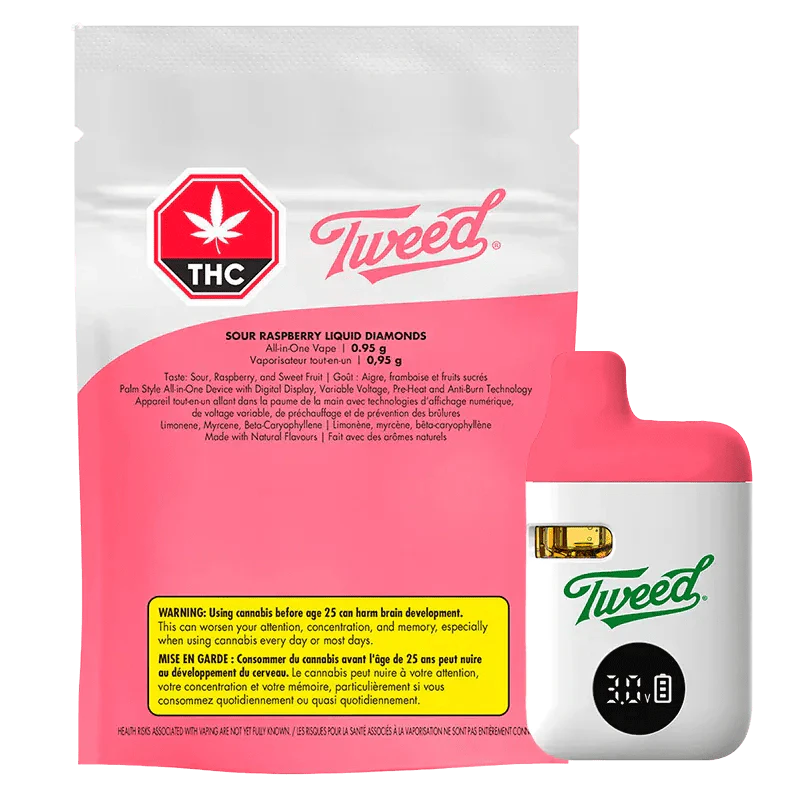 Tweed - Sour Raspberry Liquid Diamonds 0.95g Disposable Vape by Tweed Main Image
