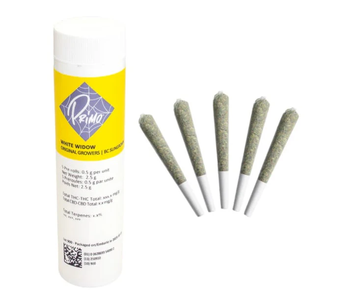 Primo BC Sungrown - ORIGINAL GROWERS WHITE WIDOW PRE-ROLLS - 5X0.5G Main Image
