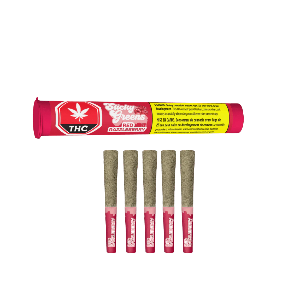 Sticky Greens - Sticky Greens Red Razzleberry Diamond Blend Infused Pre-Rolls - 5 X 0.5g Main Image