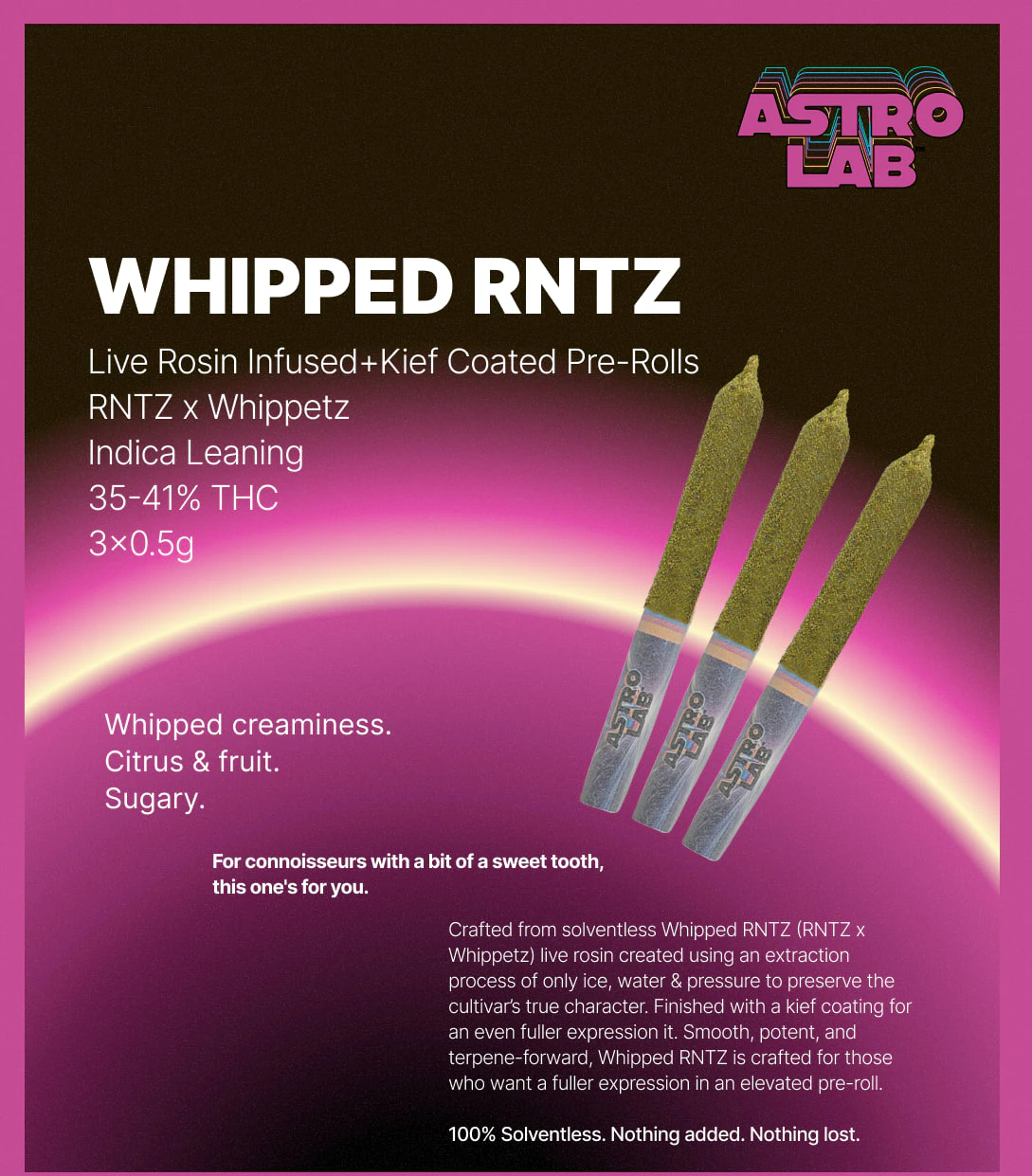 Astrolab - Astrolab Whipped Rntz 3 x 0.5g Live Rosin & Kief Coated Infused Pre-Rolls Main Image