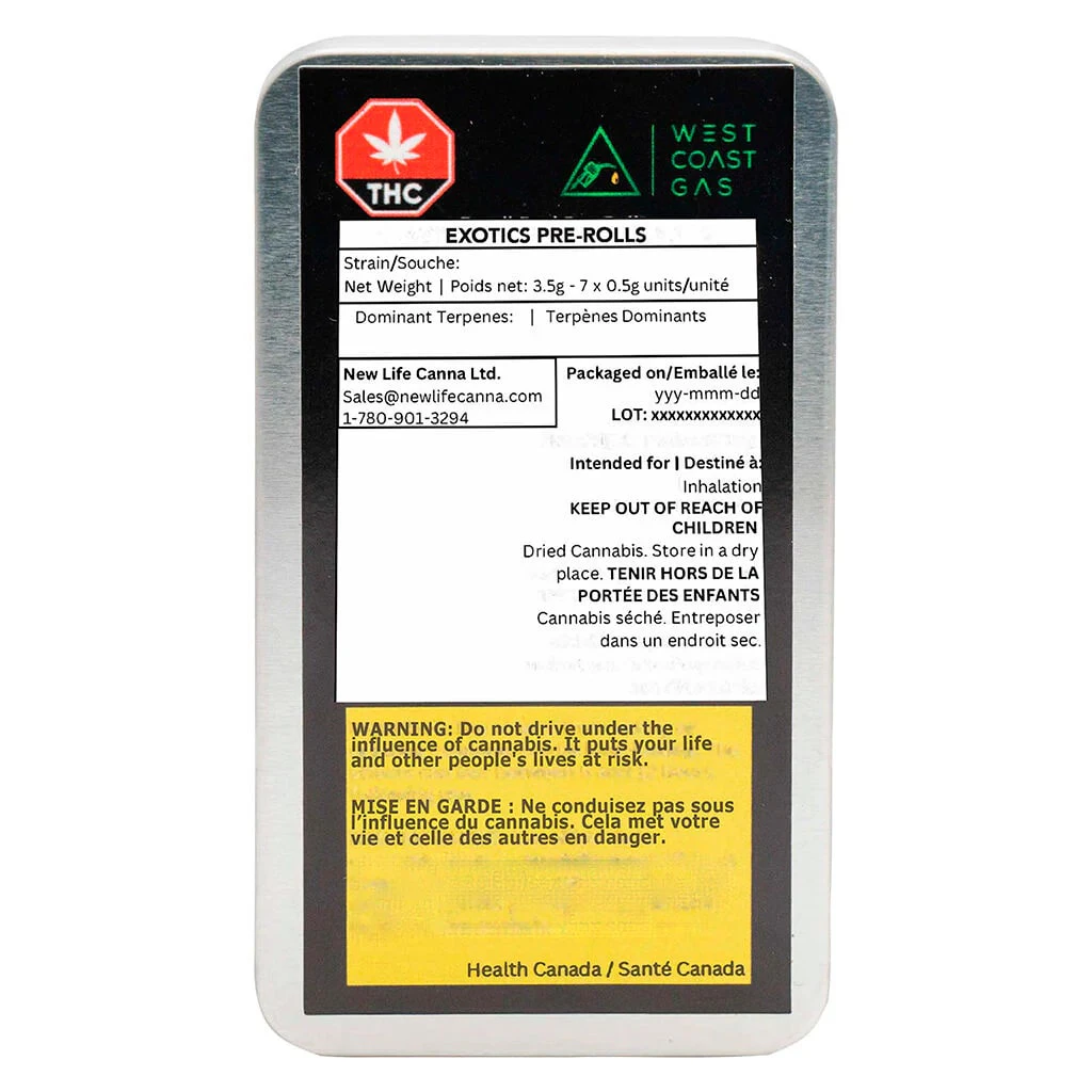 West Coast Gas - Exotics (Rotating Strain) 5 x 0.7g Pre-Rolls by West Coast Gas Main Image
